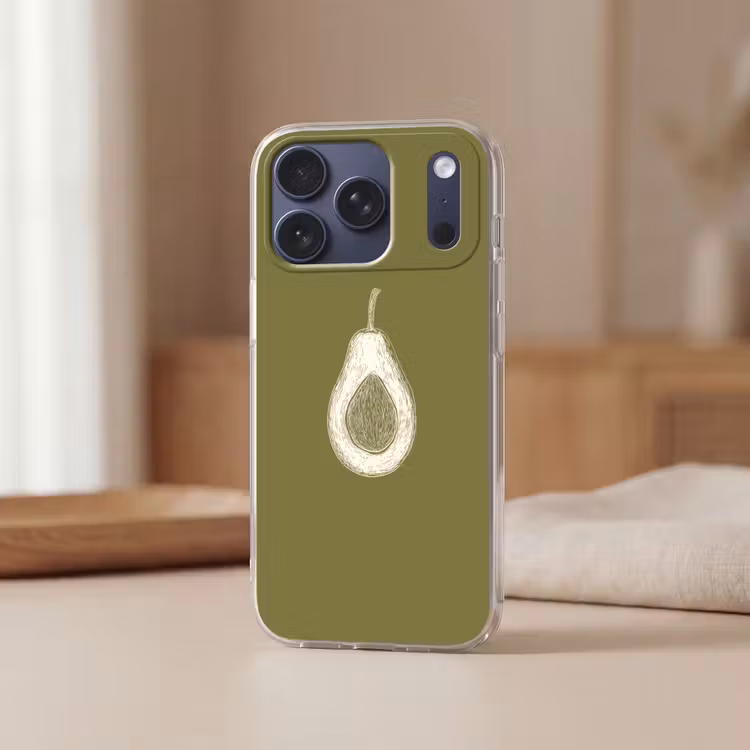 Telefoonhoesje Softcase - Avocado - Minimalistisch - Illustratie - Groen — 3