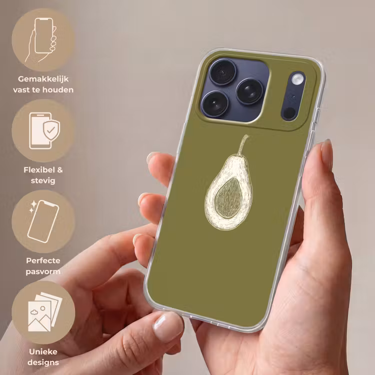 Telefoonhoesje Softcase - Avocado - Minimalistisch - Illustratie - Groen — 4