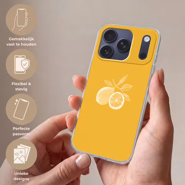 Telefoonhoesje Softcase - Citroenen - Illustratie - Minimalistisch - Geel — 4