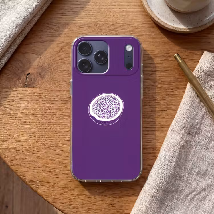 Telefoonhoesje Softcase - Passievrucht - Zaadjes - Paars - Minimalistisch — 2