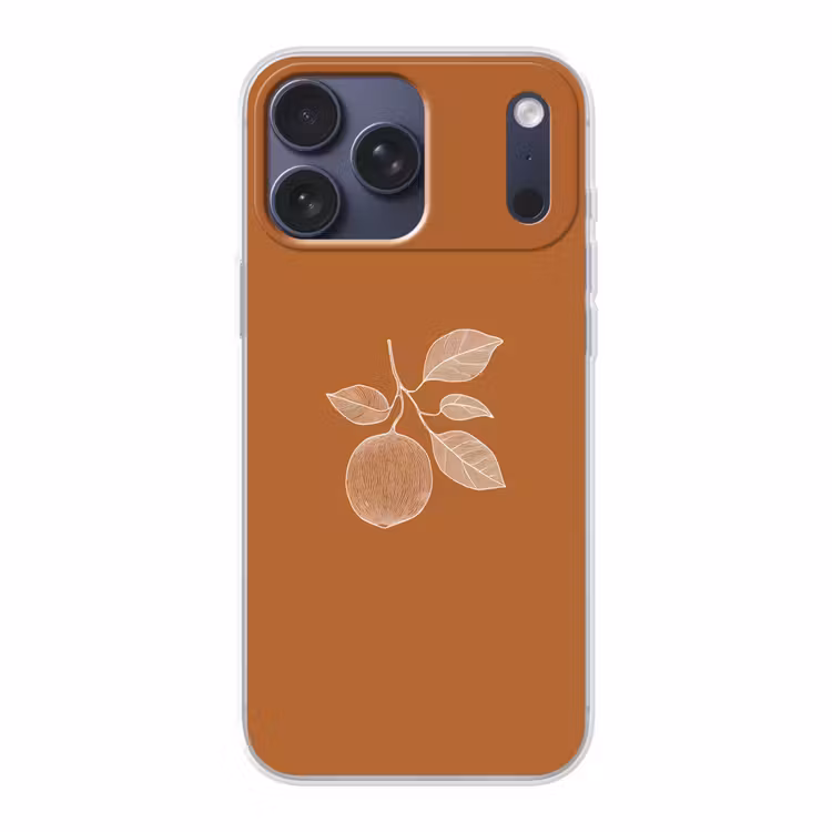 Telefoonhoesje Softcase - Sinaasappel - Getekend - Bladeren - Bruin — 1