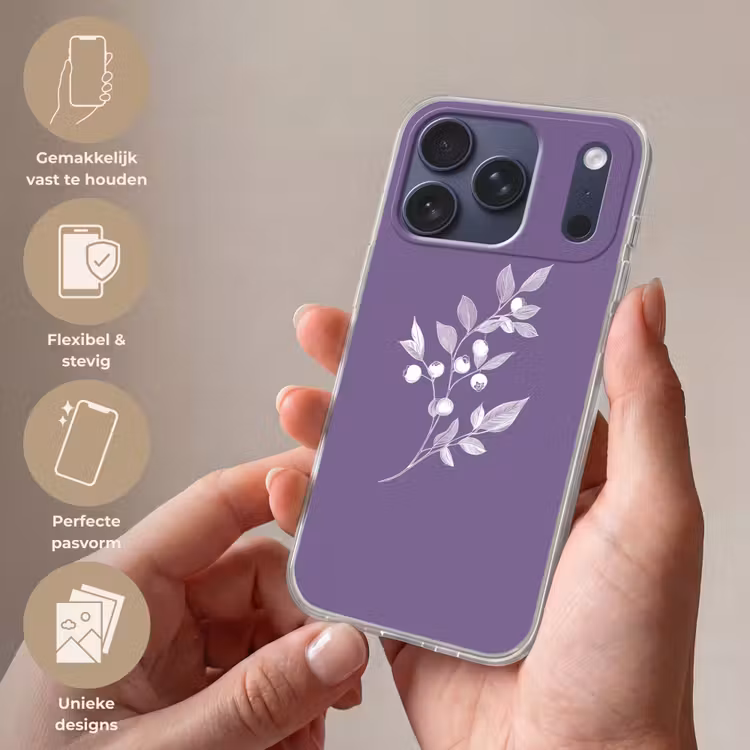 Telefoonhoesje Softcase - Tak - Sierlijk - Bladeren - Minimalistisch — 4