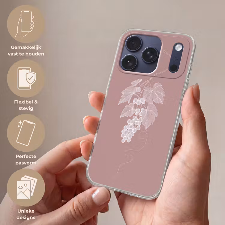 Telefoonhoesje Softcase - Tros - Druiven - Illustratie - Bladeren — 4