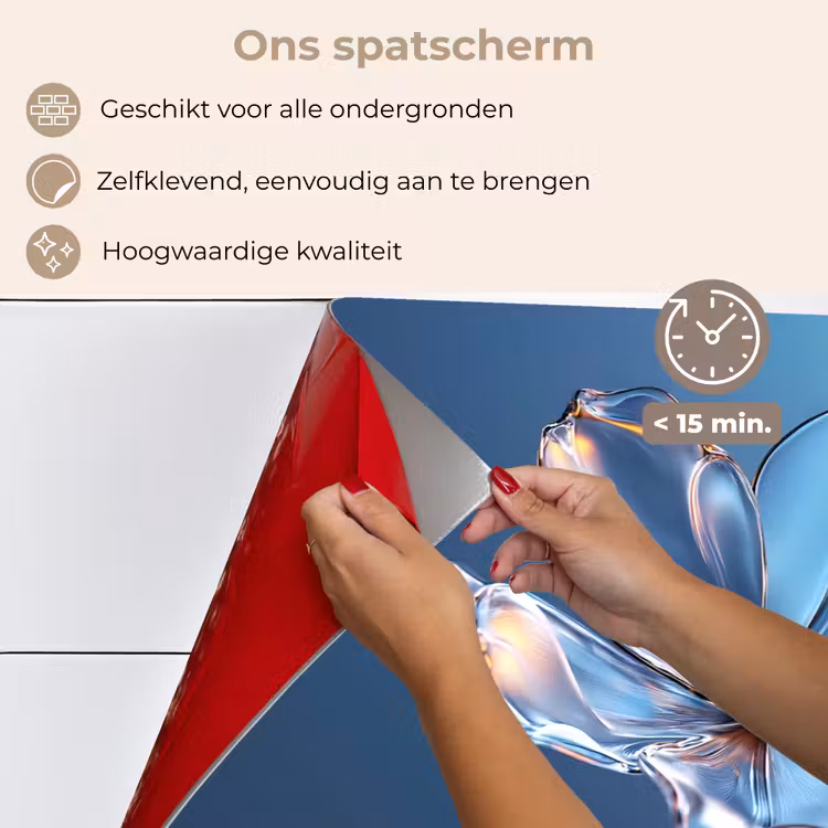Spatscherm keuken - Blauw - Bloem - Glazen - Sierlijk — 4
