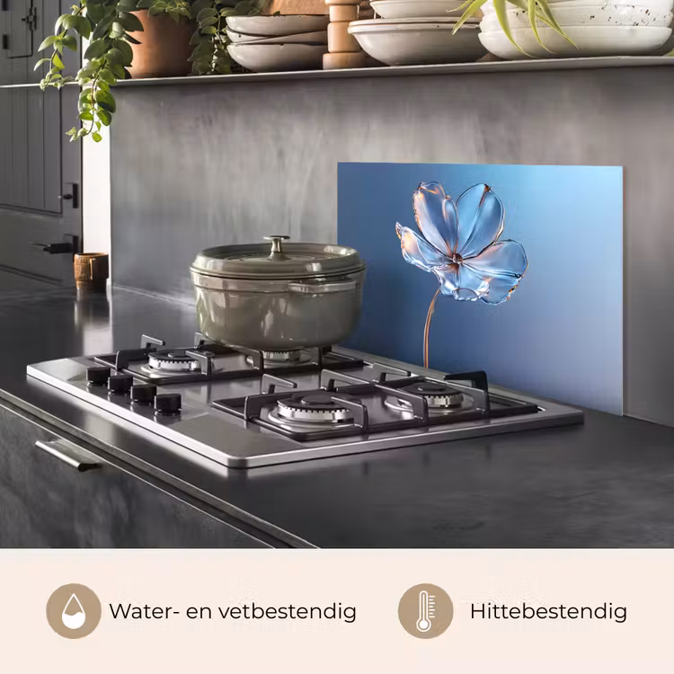 Spatscherm keuken - Blauw - Bloem - Glazen - Sierlijk — 7