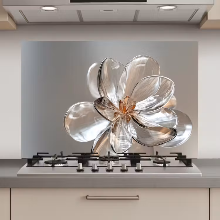 Spatscherm keuken - Bloem - Glazen - Doorzichtig — 1