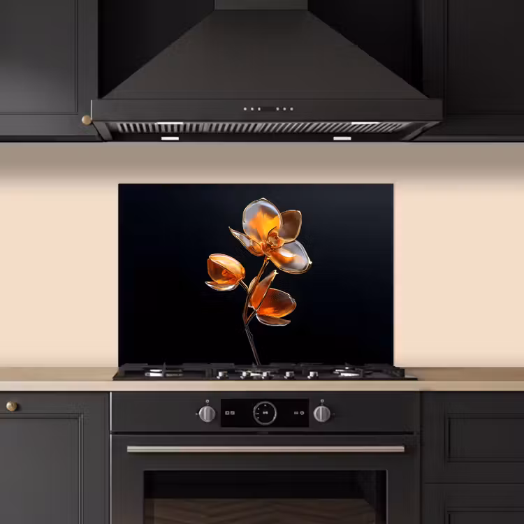 Spatscherm keuken - Bloem - Orchidee - Oranje — 2