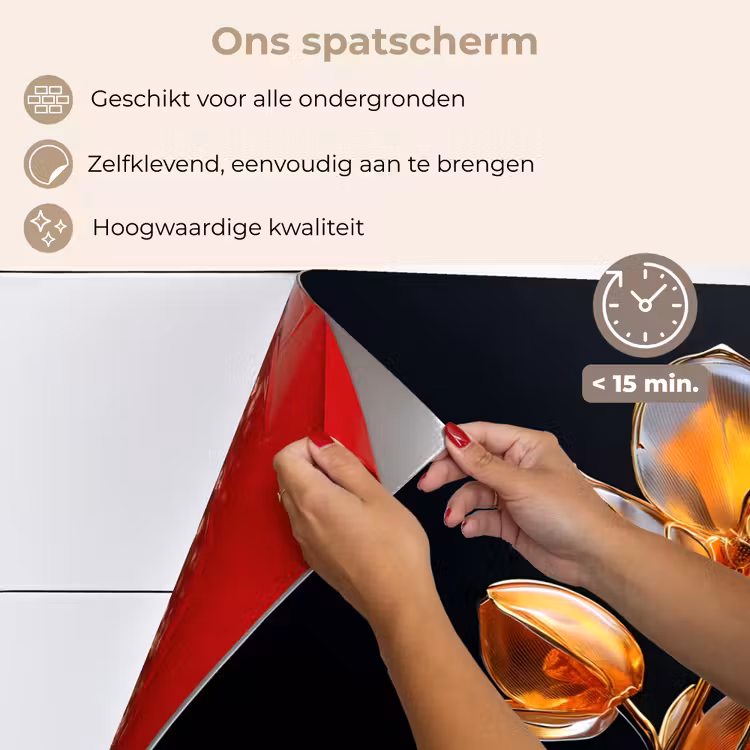 Spatscherm keuken - Bloem - Orchidee - Oranje — 4