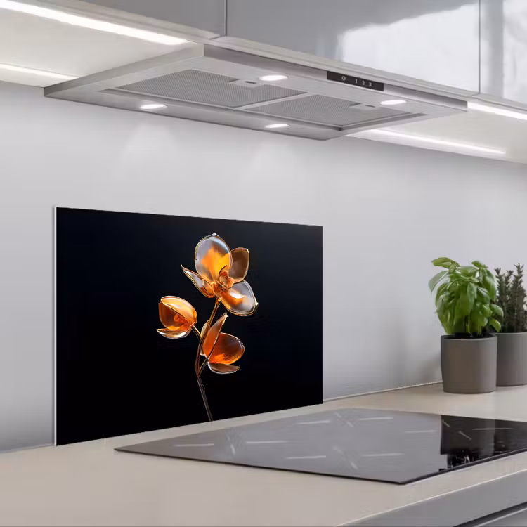 Spatscherm keuken - Bloem - Orchidee - Oranje — 5