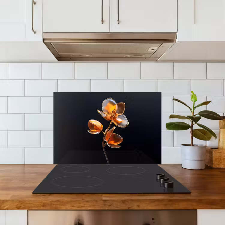Spatscherm keuken - Bloem - Orchidee - Oranje — 6