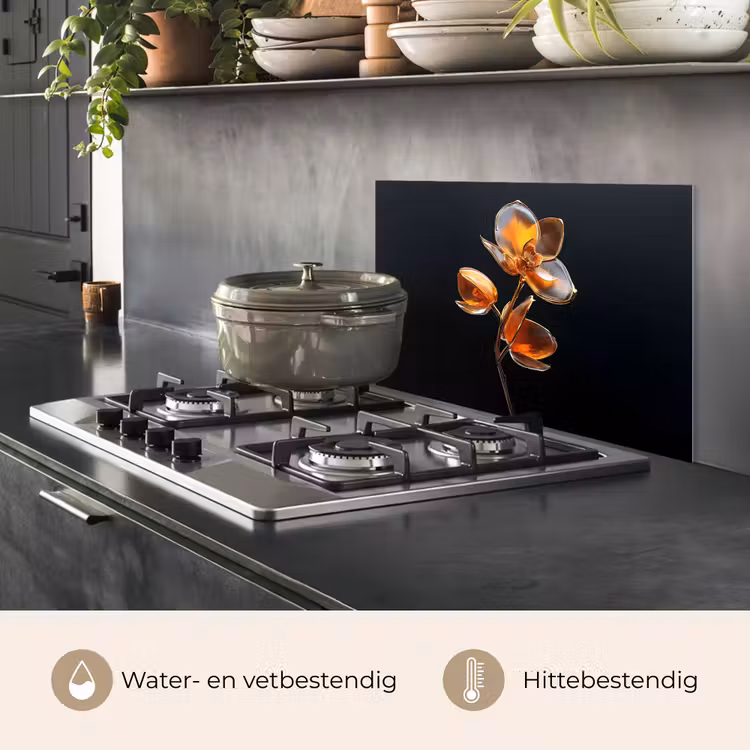 Spatscherm keuken - Bloem - Orchidee - Oranje — 7