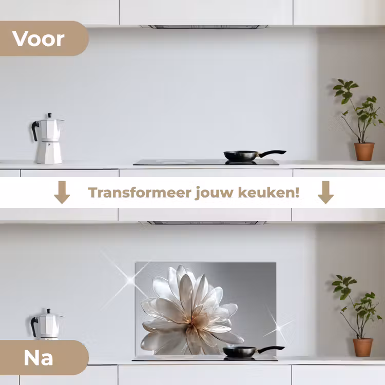 Spatscherm keuken - Bloem - Wit - Neutraal — 3