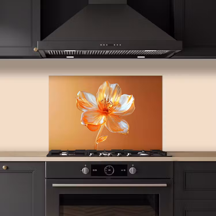 Spatscherm keuken - Glazen - Bloem - Oranje — 2