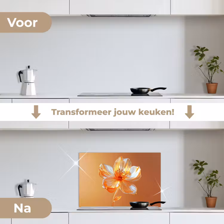 Spatscherm keuken - Glazen - Bloem - Oranje — 3