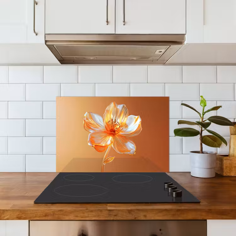 Spatscherm keuken - Glazen - Bloem - Oranje — 6