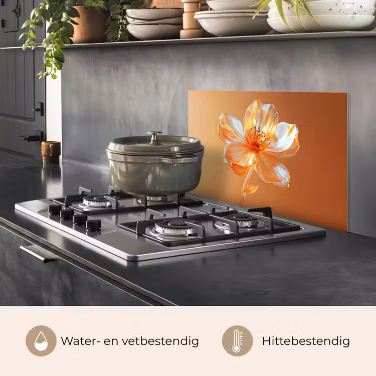 Spatscherm keuken - Glazen - Bloem - Oranje — 7