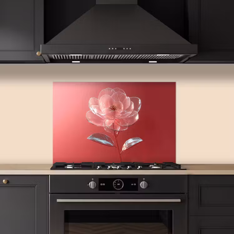 Spatscherm keuken - Sierlijk - Bloem - Roze - Glazen — 2