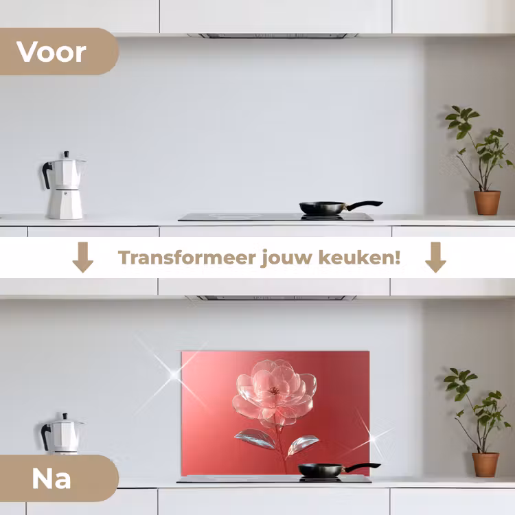 Spatscherm keuken - Sierlijk - Bloem - Roze - Glazen — 3