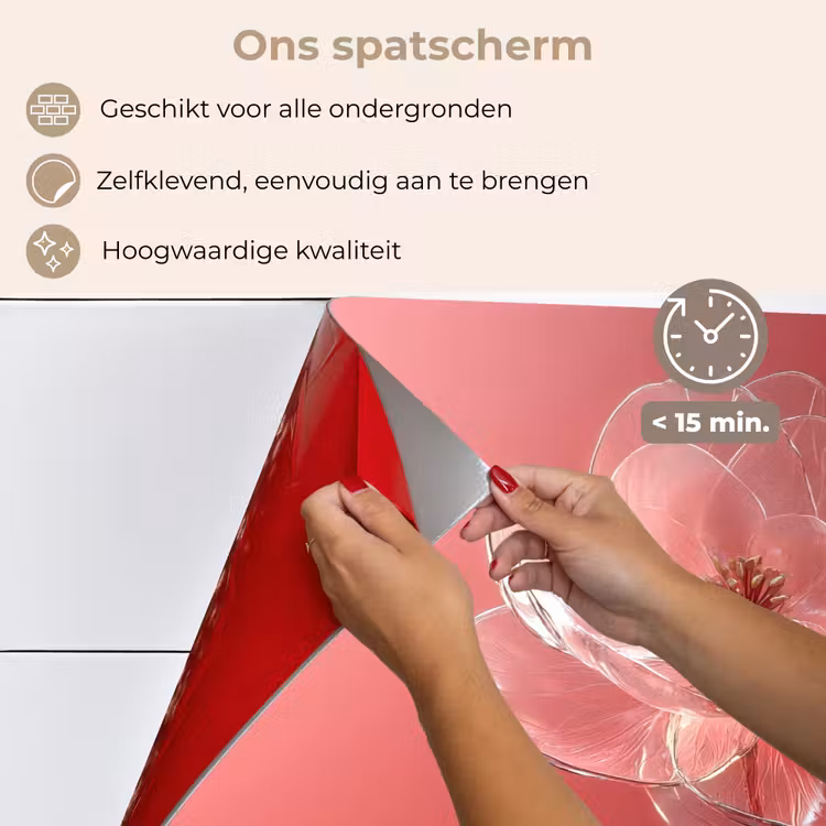 Spatscherm keuken - Sierlijk - Bloem - Roze - Glazen — 4