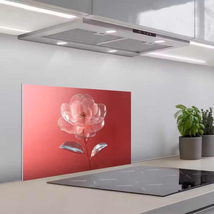 Spatscherm keuken - Sierlijk - Bloem - Roze - Glazen — 5