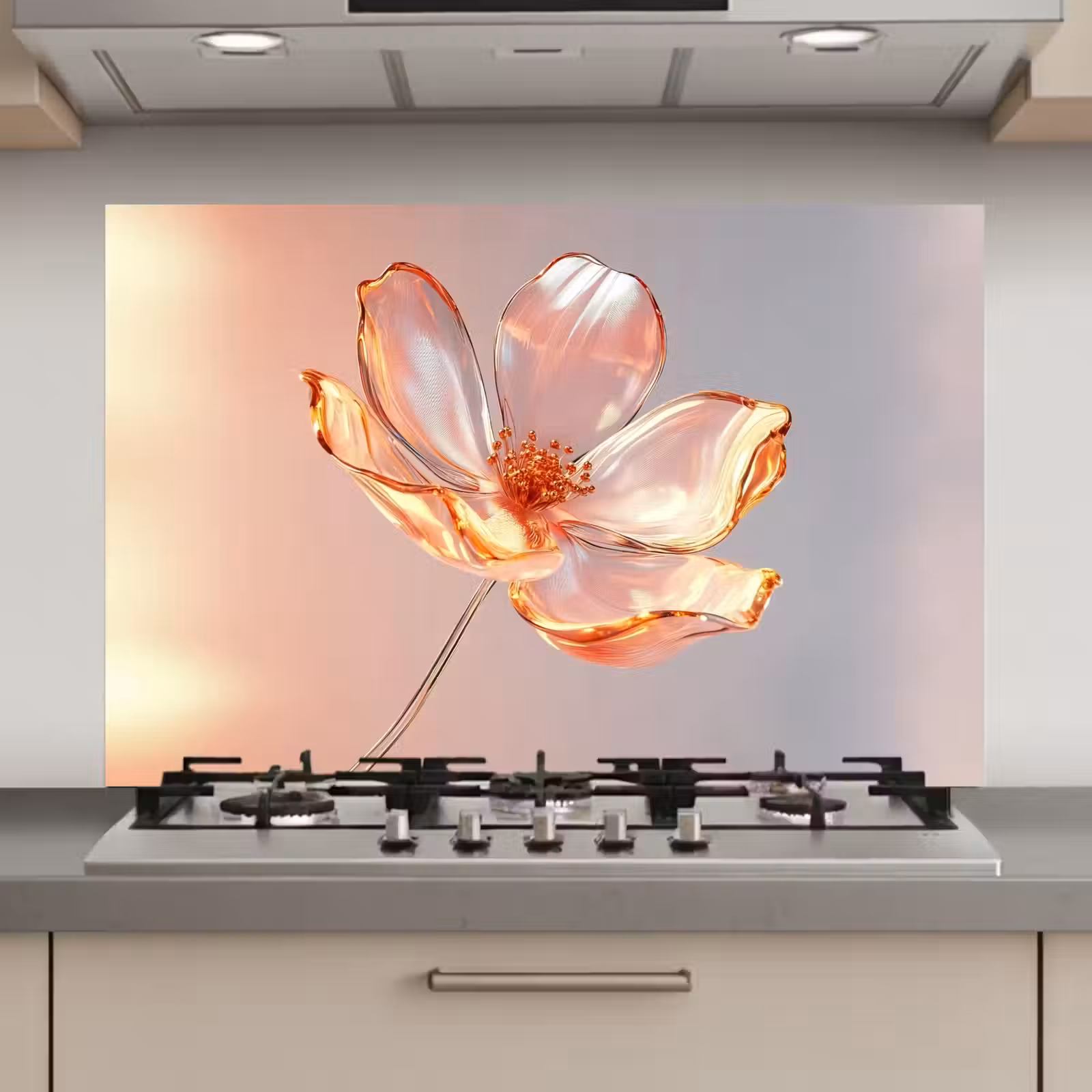 Spatscherm keuken - Glazen - Bloem - Roze — 1