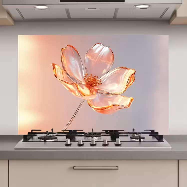 Spatscherm keuken - Glazen - Bloem - Roze — 1