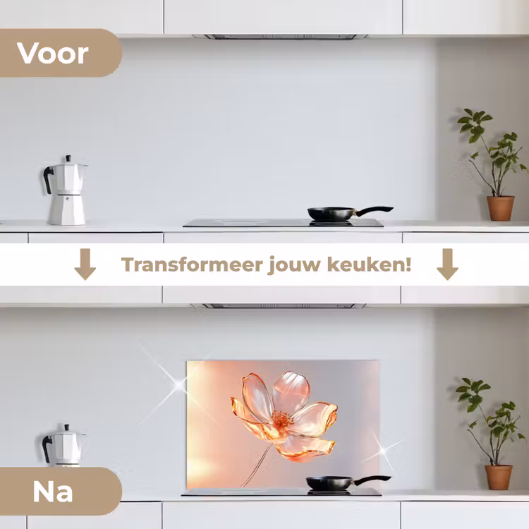 Spatscherm keuken - Glazen - Bloem - Roze — 3