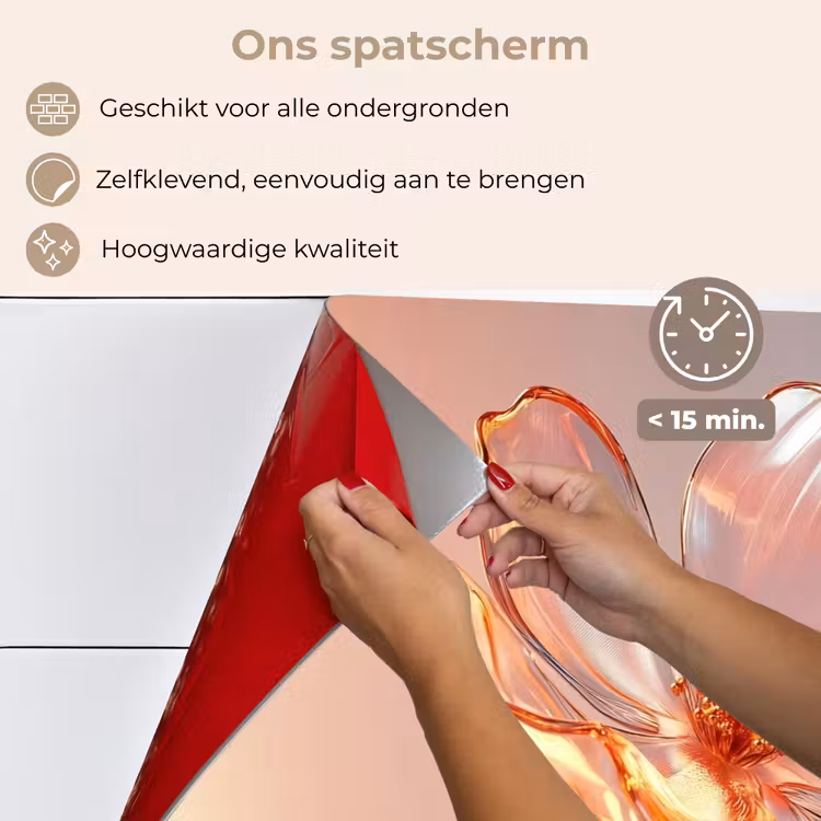 Spatscherm keuken - Glazen - Bloem - Roze — 4