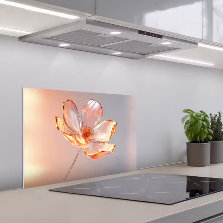 Spatscherm keuken - Glazen - Bloem - Roze — 5