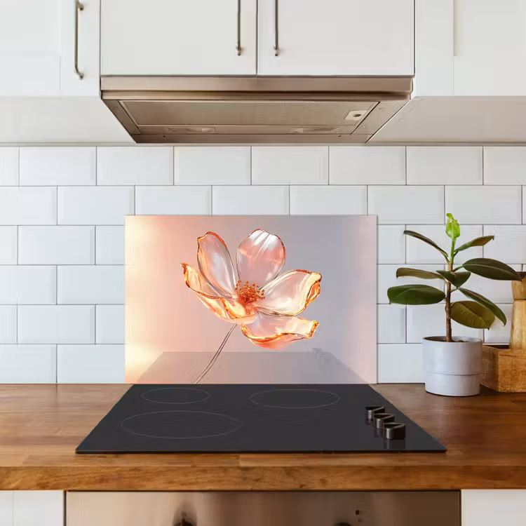 Spatscherm keuken - Glazen - Bloem - Roze — 6