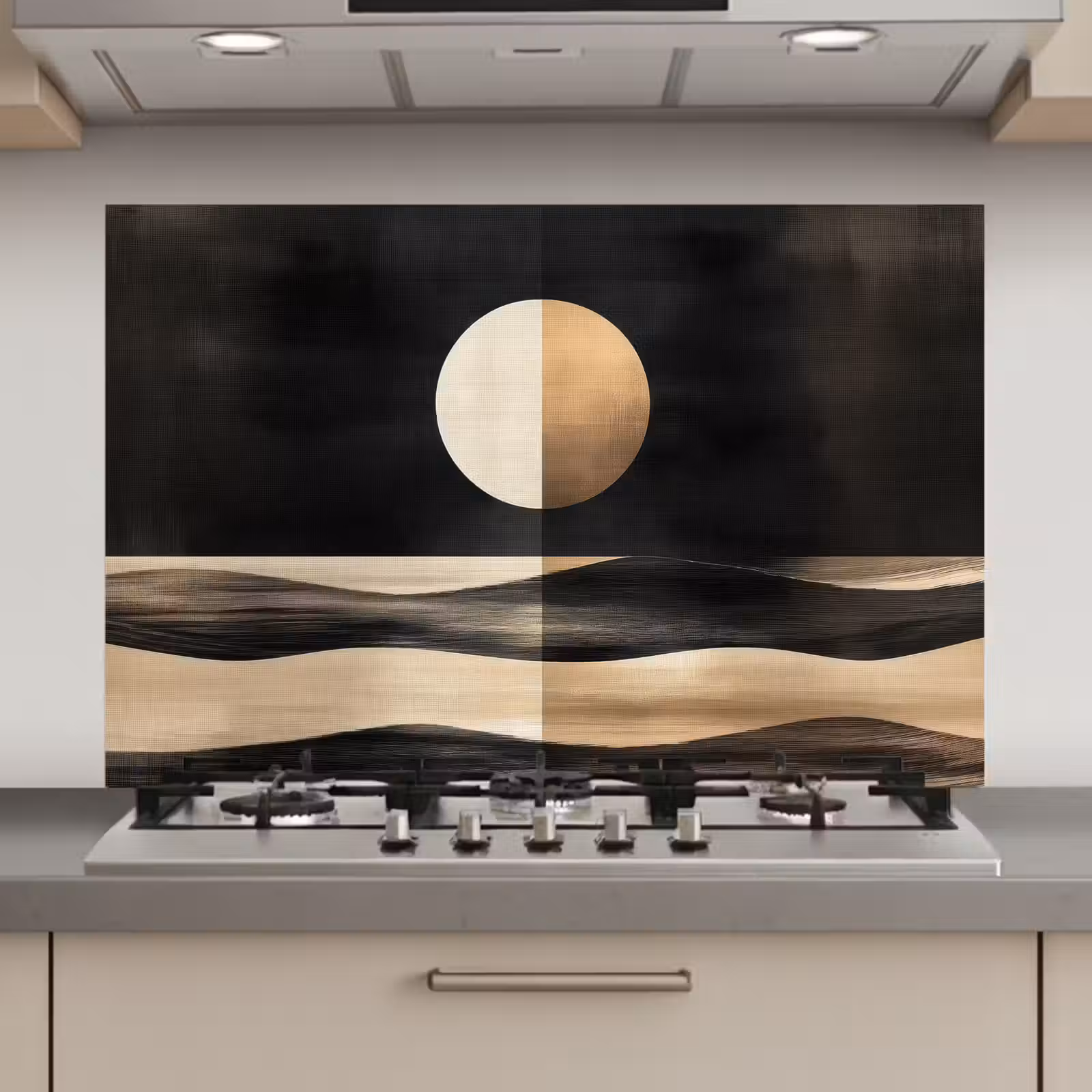 Spatscherm keuken - Maan - Cirkel - Goud — 1