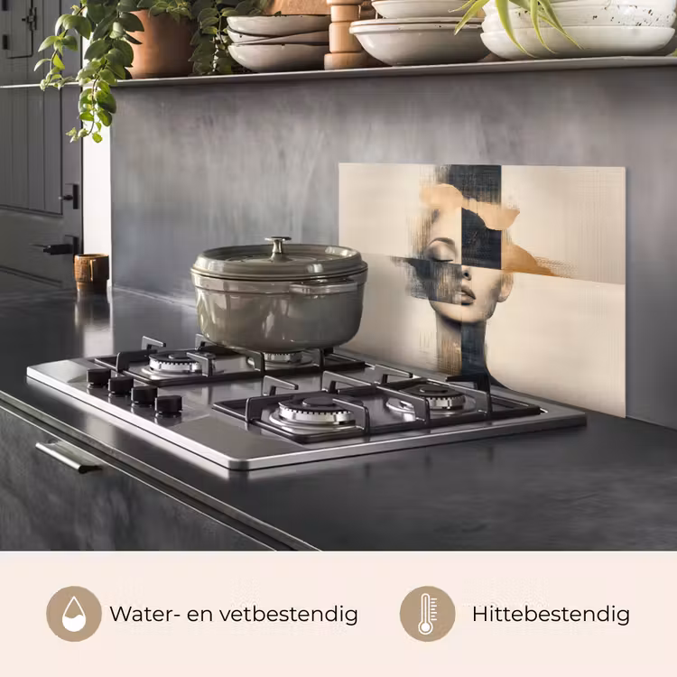 Spatscherm keuken - Goud - Vrouw - Rechthoeken — 7