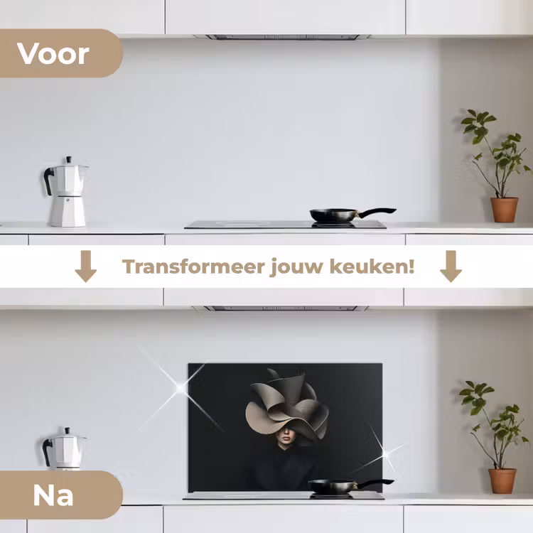 Spatscherm keuken - Zwarte - Hoed - Vrouw — 3