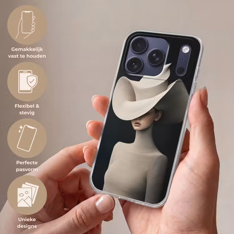 Telefoonhoesje Softcase - Vrouw - Golvende - Hoed — 4