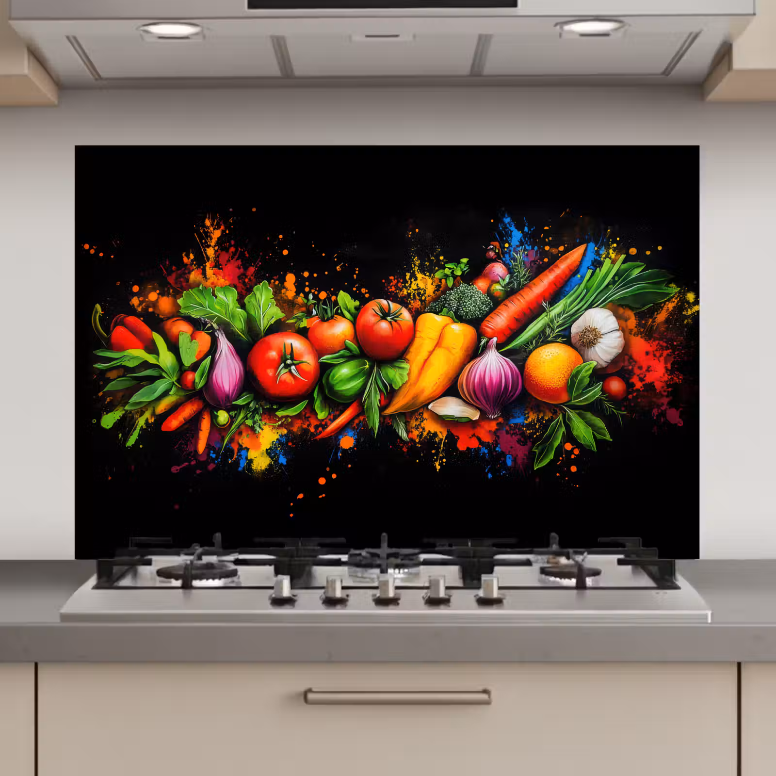 Spatscherm keuken - Groente - Eten - Kruiden - Graffiti - Koken — 1