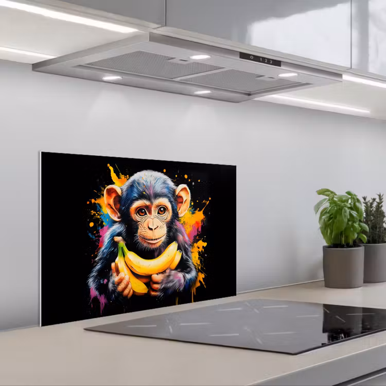 Spatscherm keuken - Aap - Graffiti - Kleurrijk - Bananen - Modern — 5