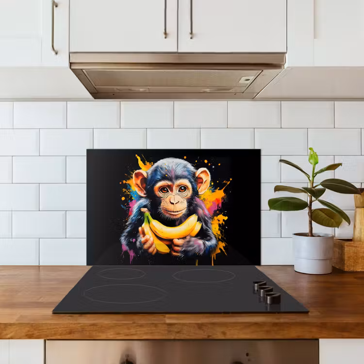 Spatscherm keuken - Aap - Graffiti - Kleurrijk - Bananen - Modern — 6