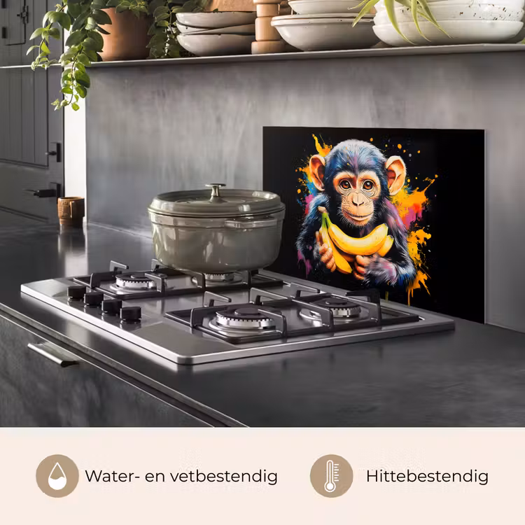 Spatscherm keuken - Aap - Graffiti - Kleurrijk - Bananen - Modern — 7