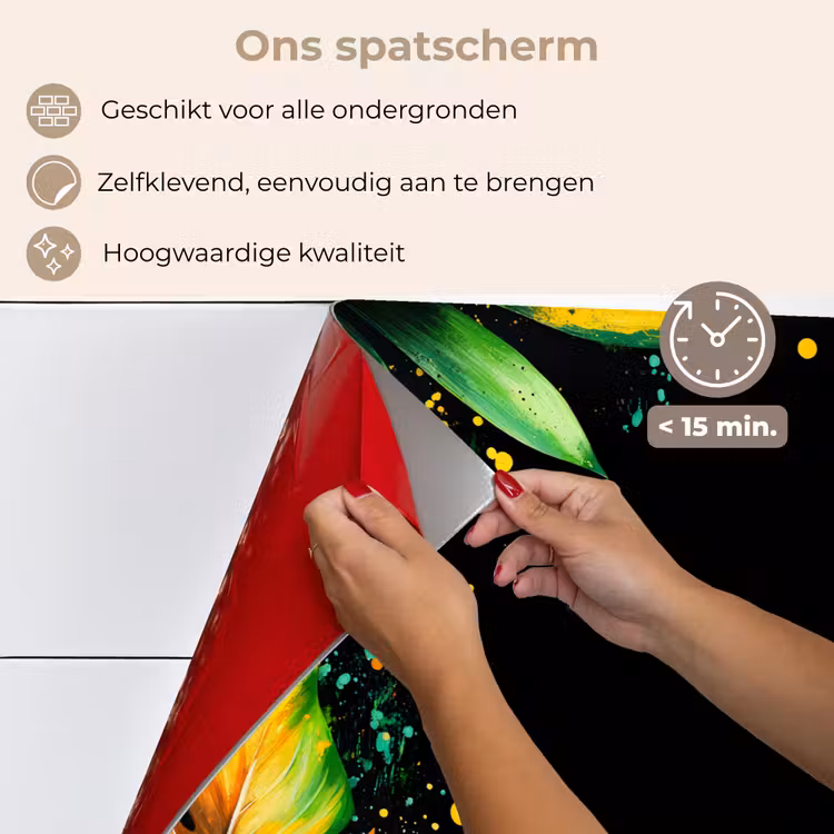 Spatscherm keuken - Bladeren - Groen - Geel - Verf - Jungle — 4