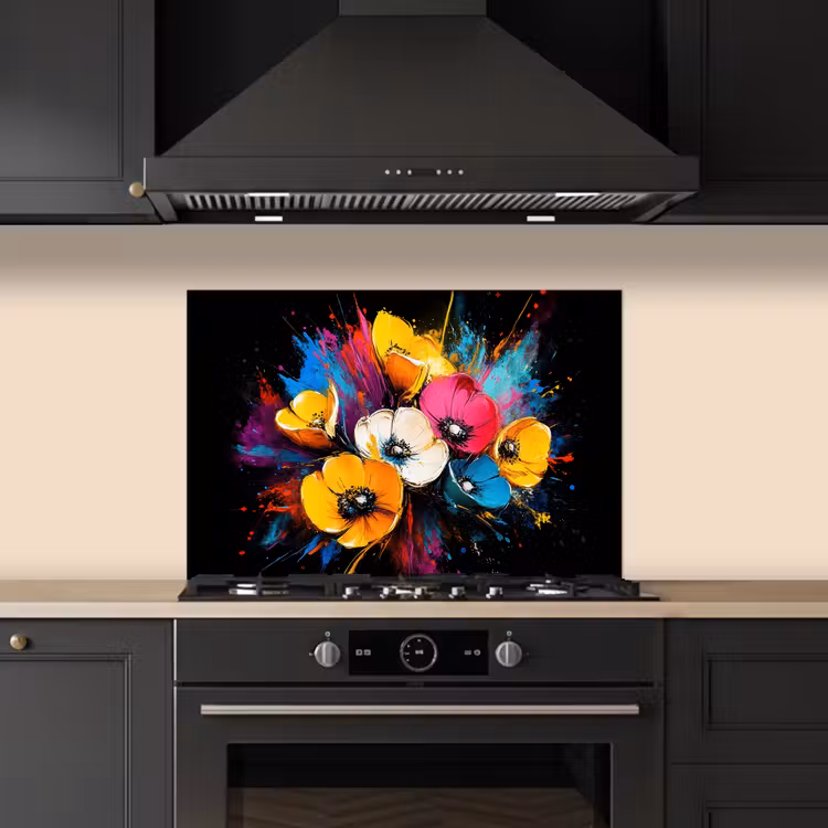 Spatscherm keuken - Bloemen - Kleurrijk - Graffiti - Modern - Boeket — 2