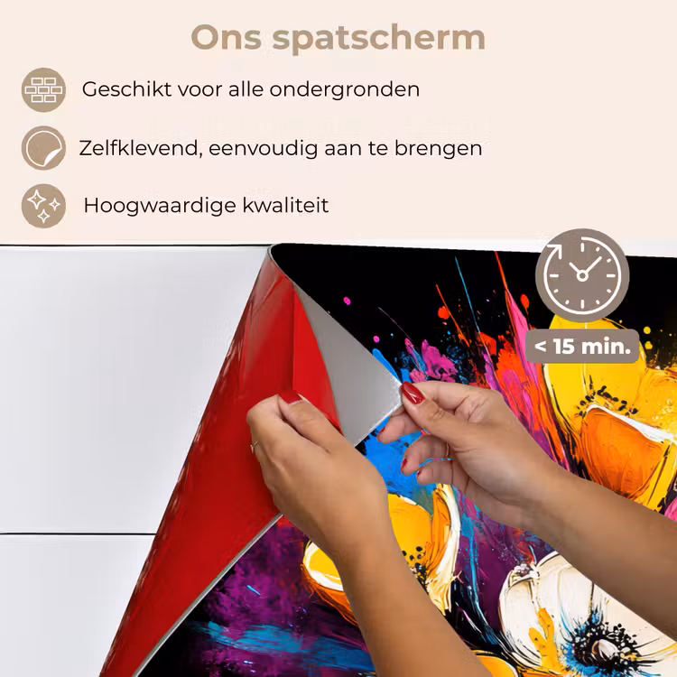 Spatscherm keuken - Bloemen - Kleurrijk - Graffiti - Modern - Boeket — 4