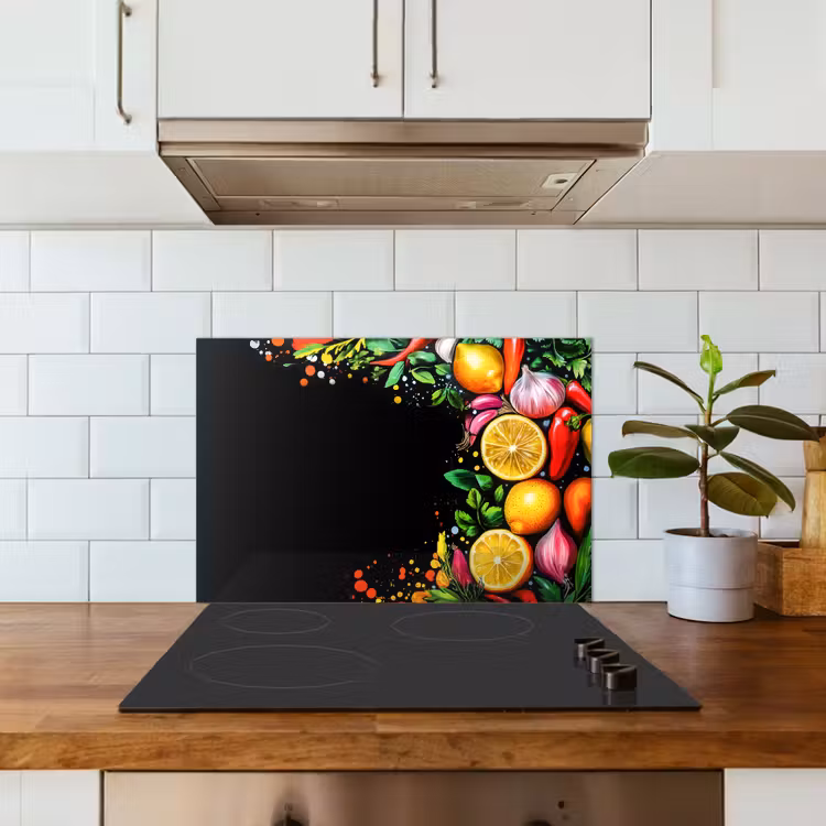 Spatscherm keuken - Citroenen - Peper - Kruiden - Graffiti - Verf - Abstract — 6