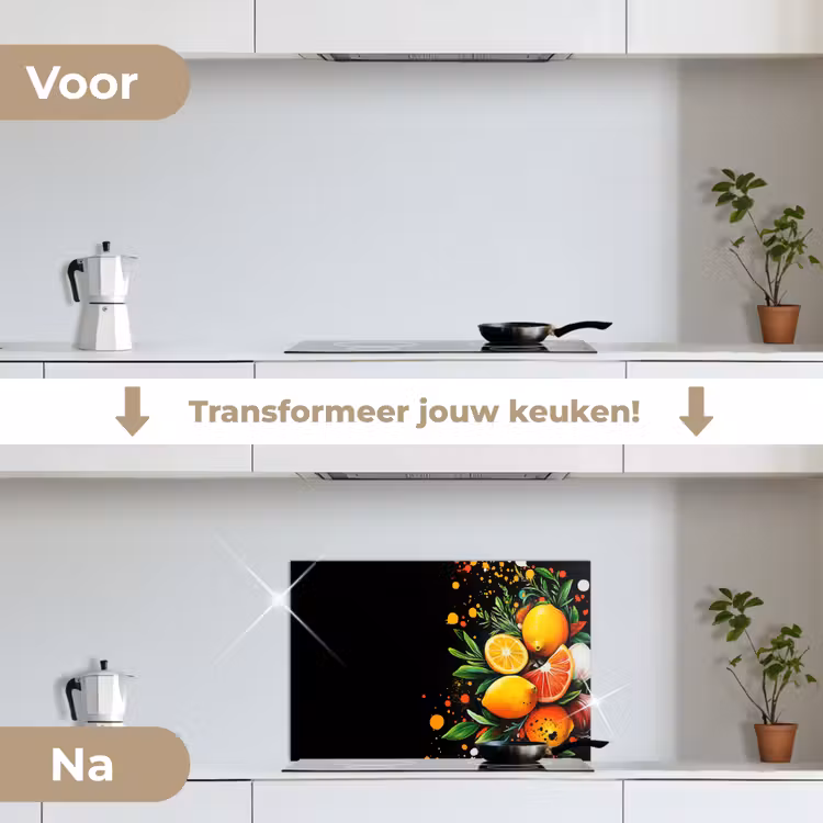 Spatscherm keuken - Citroenen - Zwart - Kruiden - Graffiti - Verf — 3