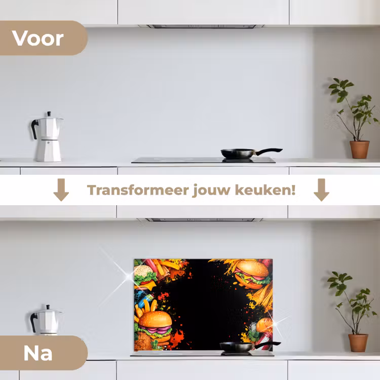 Spatscherm keuken - Fastfood - Graffiti - Hamburger - Eten - Modern — 3