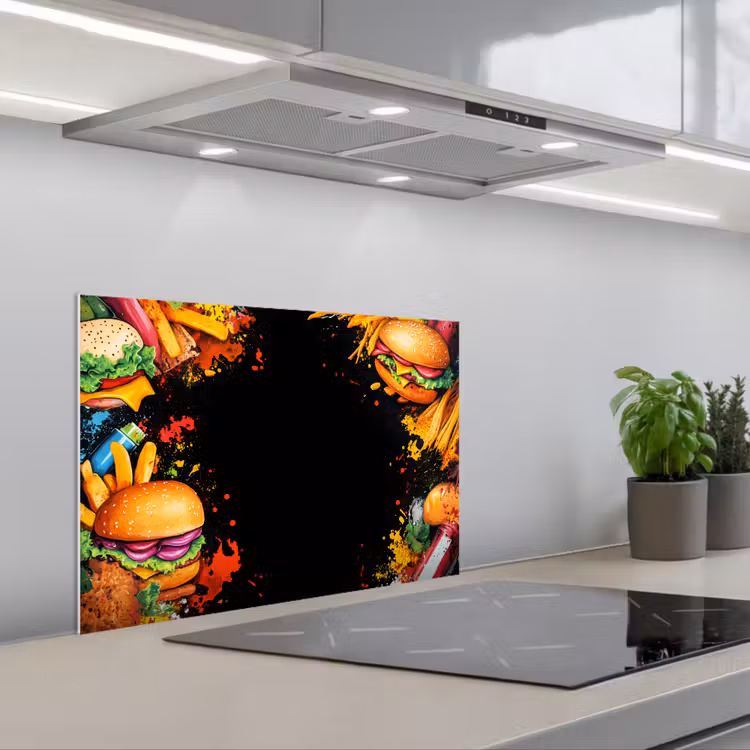 Spatscherm keuken - Fastfood - Graffiti - Hamburger - Eten - Modern — 5