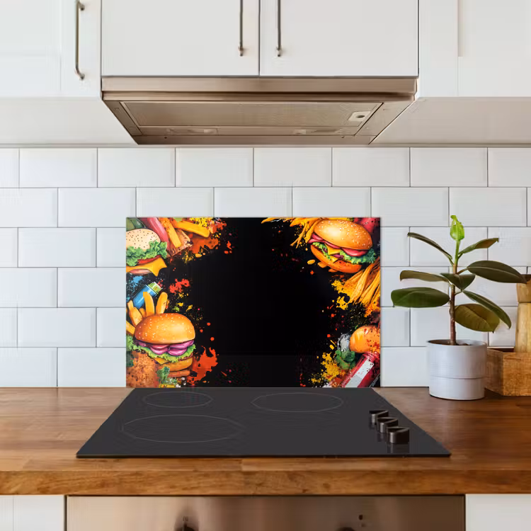 Spatscherm keuken - Fastfood - Graffiti - Hamburger - Eten - Modern — 6