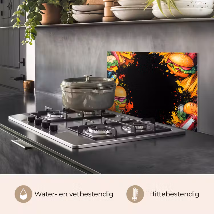 Spatscherm keuken - Fastfood - Graffiti - Hamburger - Eten - Modern — 7