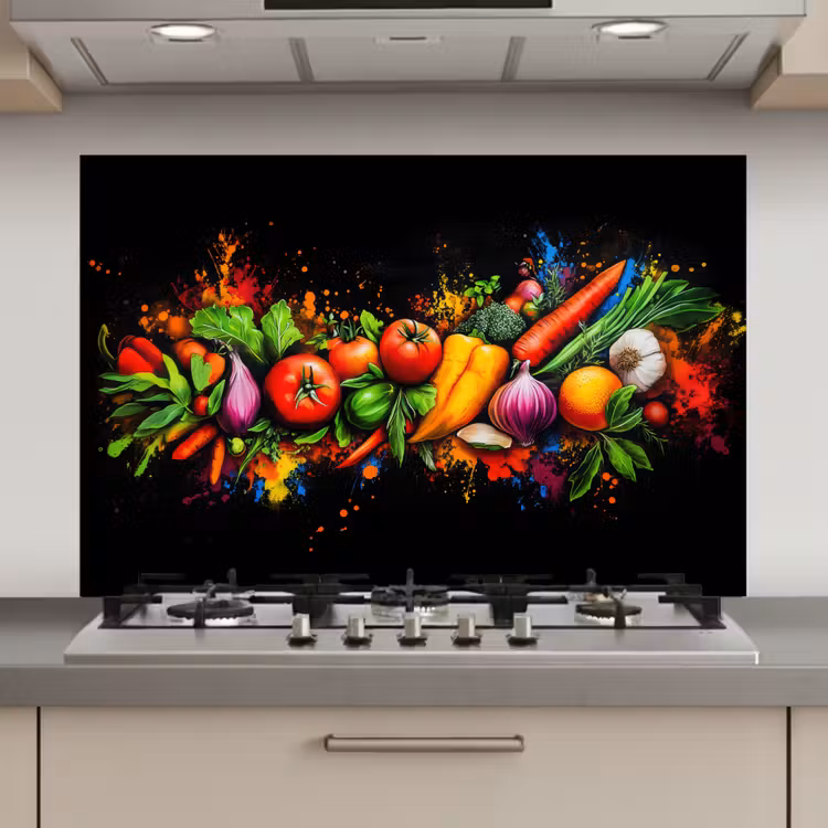 Spatscherm keuken - Groente - Eten - Kruiden - Graffiti - Koken — 1