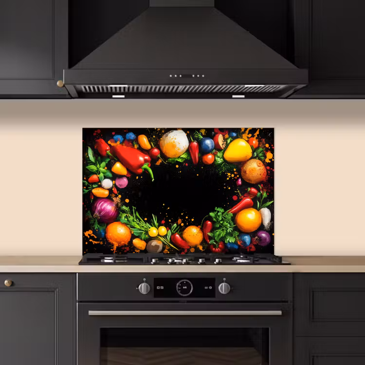 Spatscherm keuken - Groente - Graffiti - Kleurrijk - Koken - Abstract — 2