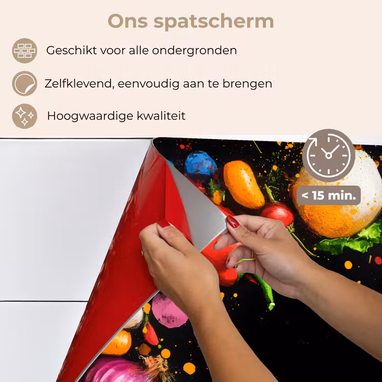 Spatscherm keuken - Groente - Graffiti - Kleurrijk - Koken - Abstract — 4